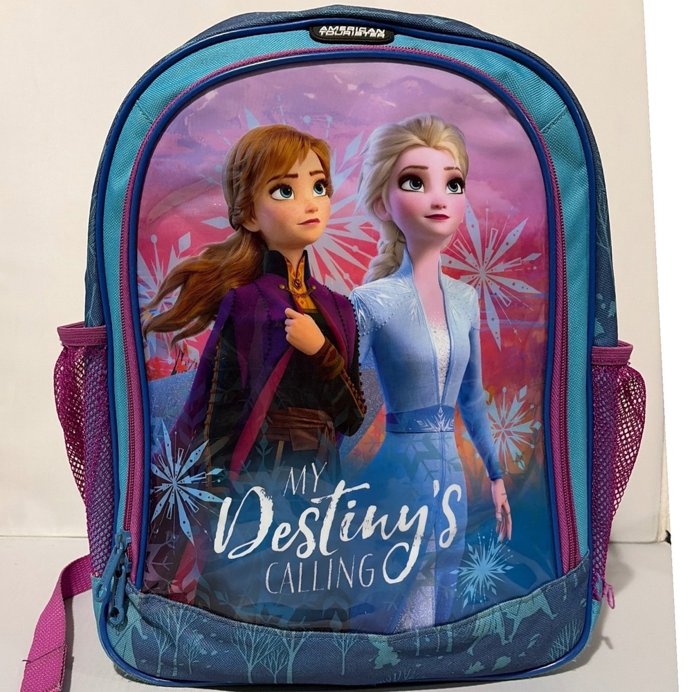 American Tourister Disney Frozen 2 Anna Elsa Backpack Blue Pink Kids Bag